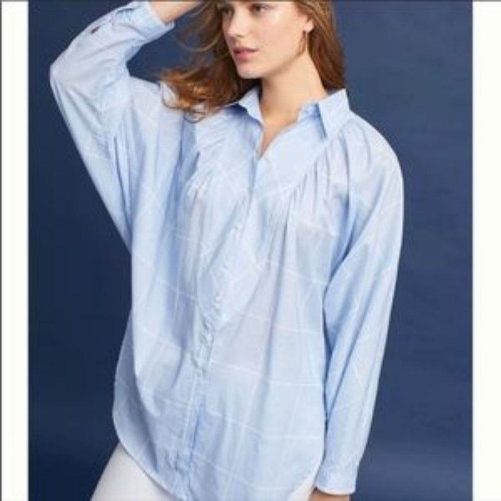 Maeve Anthro Windowpane button shirt
